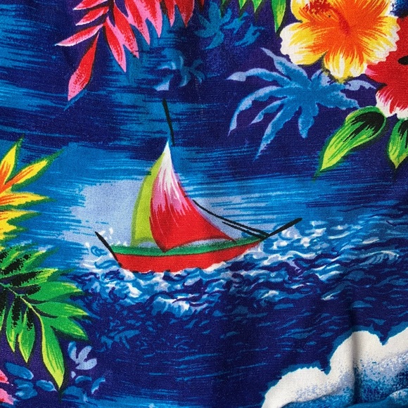 Vintage Blue Hawaiian Shirt Luau Sportswear - Picture 2 of 4